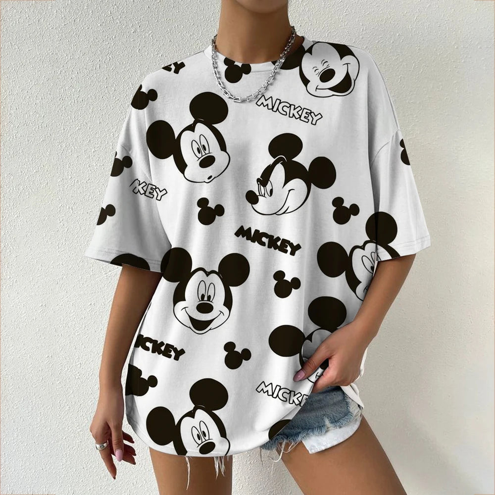 Women’s Oversized Mickey & Minnie Print T-Shirts | Summer Cartoon Streetwear Tops
