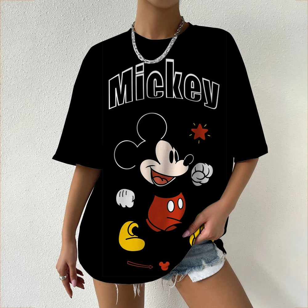 Women’s Oversized Mickey & Minnie Print T-Shirts | Summer Cartoon Streetwear Tops